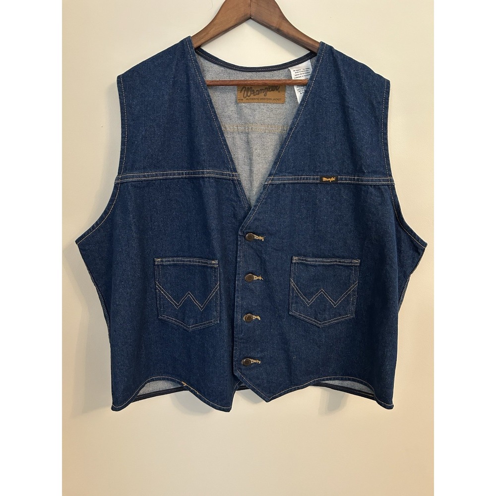 Wrangler Denim Vest XXL Classic button Western Cowboy Trucker Cotton country